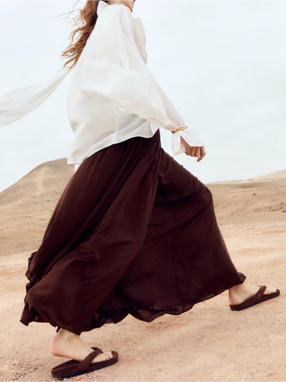 H&M size medium Flowing Maxi Skirt in Dark Brown - Elegant Everyday Women's NWT